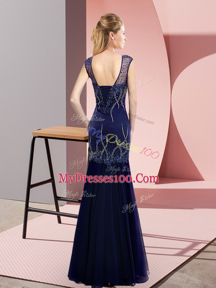 Sleeveless Beading Lace Up Dress for Prom