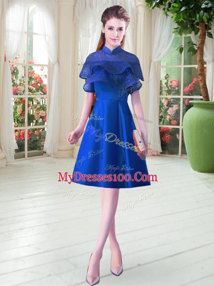 Cap Sleeves Ruffled Layers Lace Up Prom Dresses