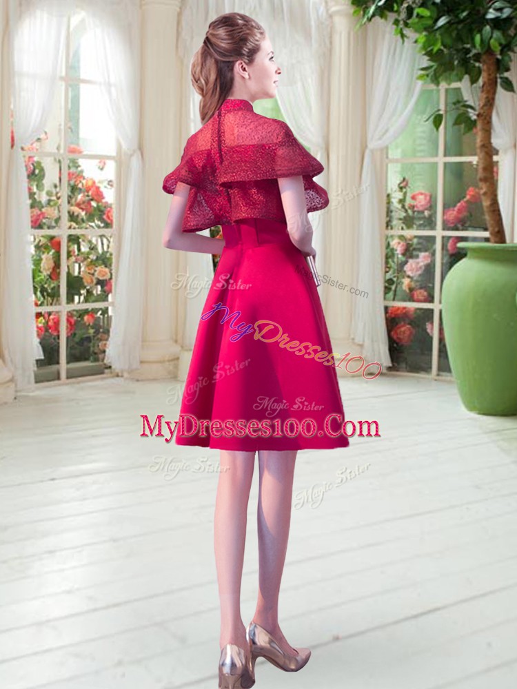 Cap Sleeves Ruffled Layers Lace Up Prom Dresses