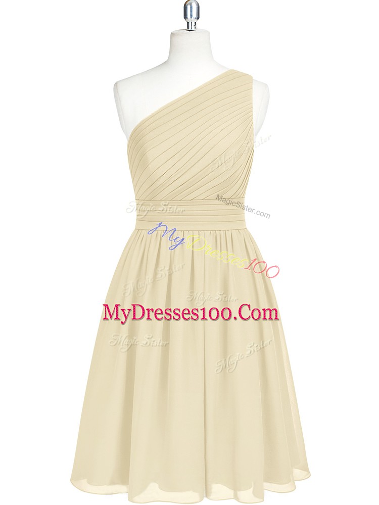 Luxurious Champagne Sleeveless Chiffon Zipper Prom Gown for Prom and Party