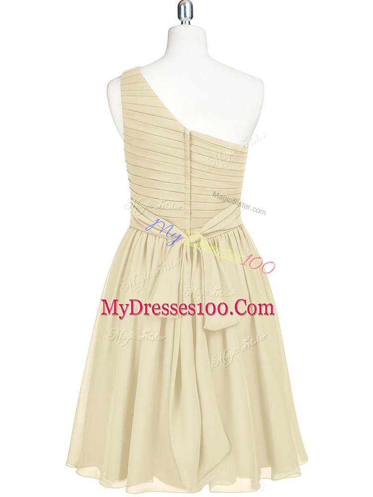 Luxurious Champagne Sleeveless Chiffon Zipper Prom Gown for Prom and Party