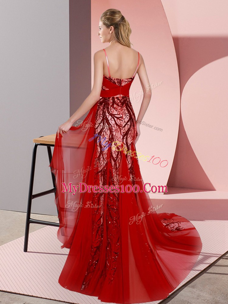 Artistic Sleeveless Sweep Train Zipper Beading and Lace Homecoming Dress