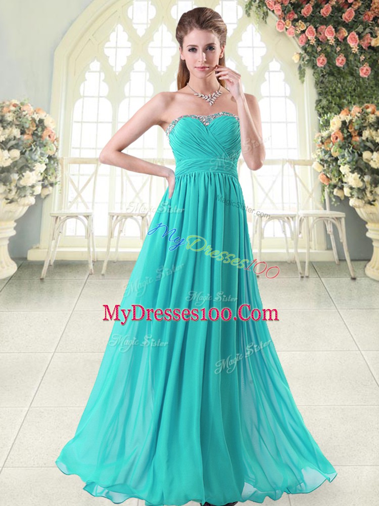 Chiffon Sleeveless Floor Length Prom Gown and Beading