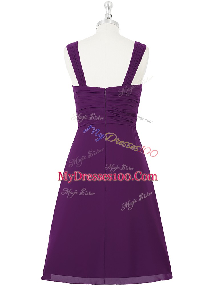 Fantastic Sleeveless Mini Length Ruching Zipper Homecoming Dress with Purple