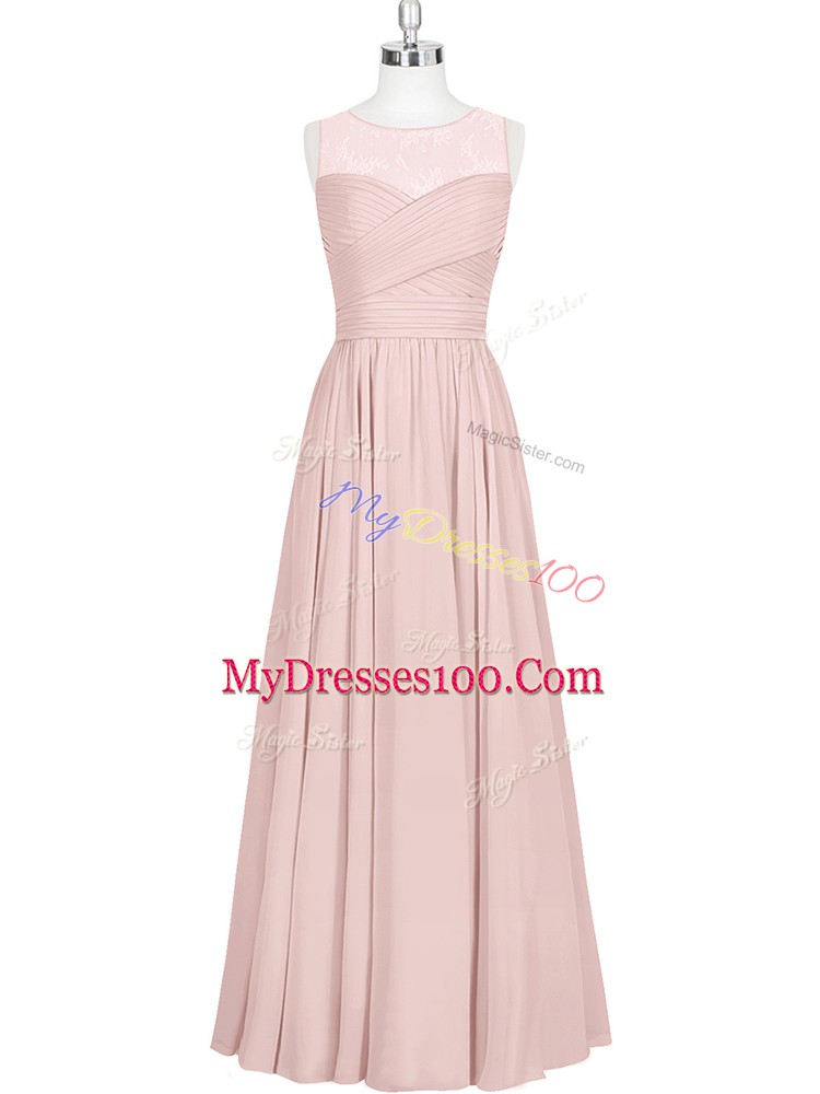 Chiffon Sleeveless Floor Length Evening Dress and Ruching