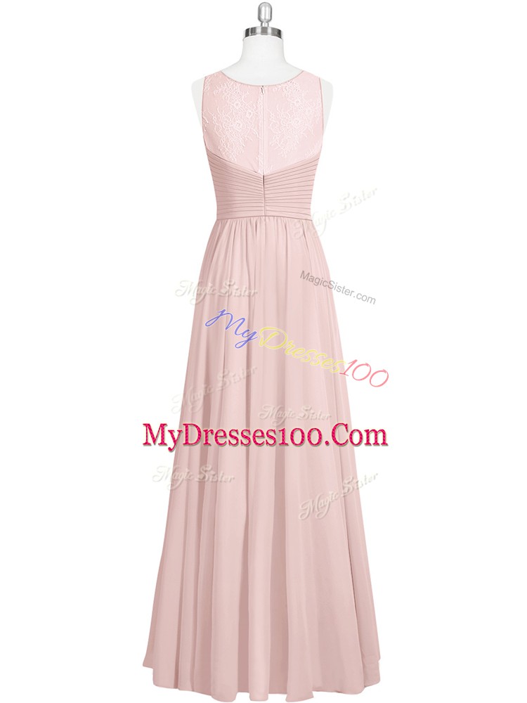 Chiffon Sleeveless Floor Length Evening Dress and Ruching