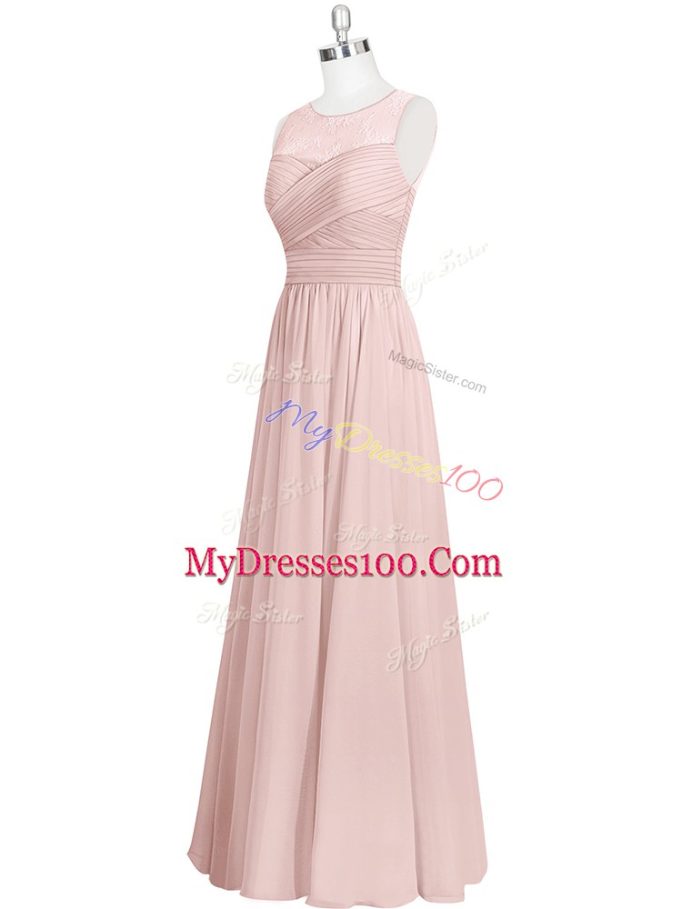 Chiffon Sleeveless Floor Length Evening Dress and Ruching