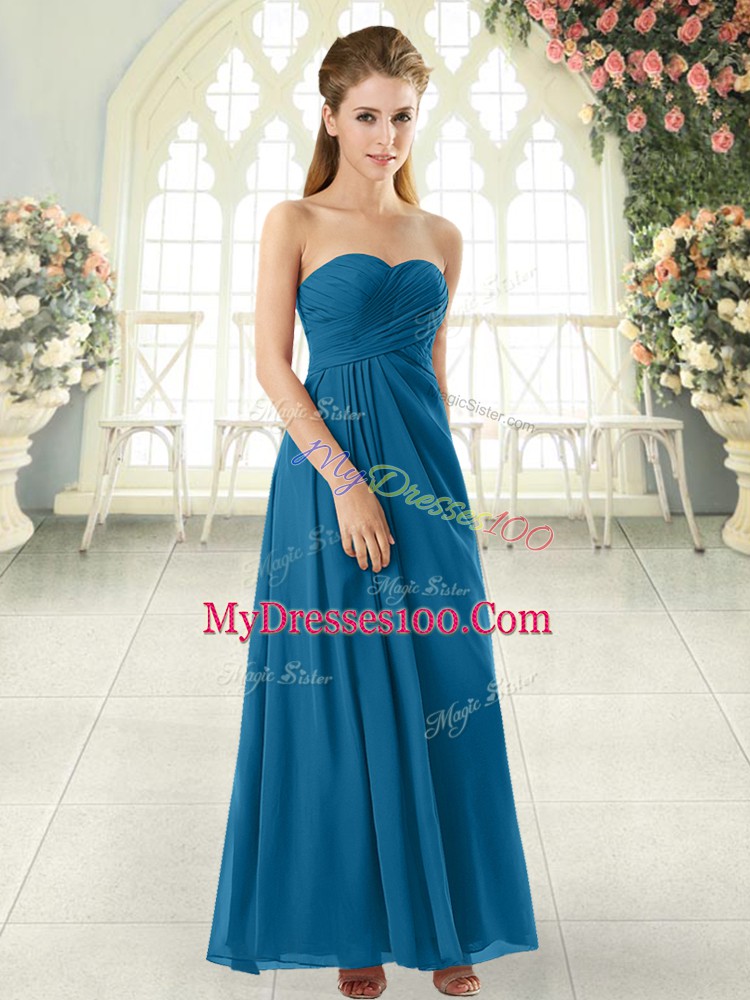 Sweetheart Sleeveless Zipper Homecoming Dress Blue Chiffon