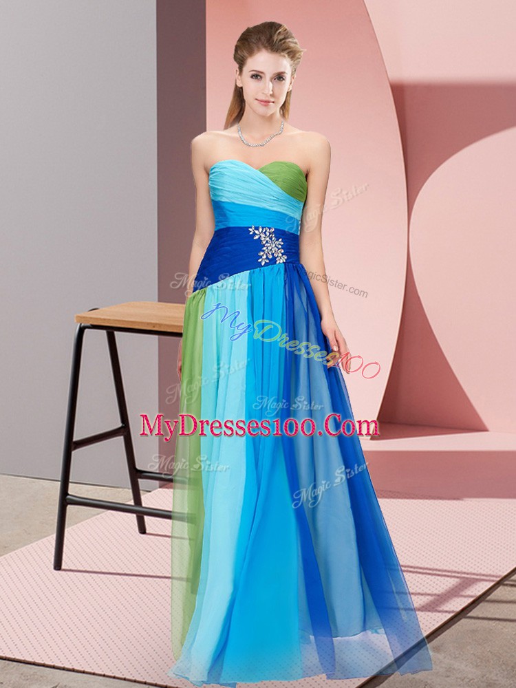 Multi-color Prom Gown Prom and Party with Beading Sweetheart Sleeveless Lace Up