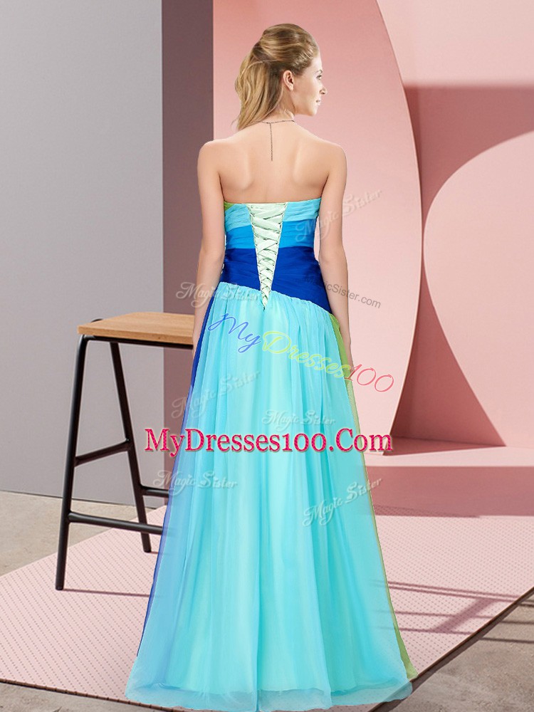 Multi-color Prom Gown Prom and Party with Beading Sweetheart Sleeveless Lace Up