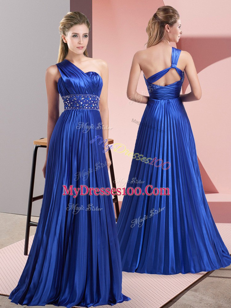 Best Royal Blue Sleeveless Chiffon Backless Evening Dress for Prom and Party and Military Ball