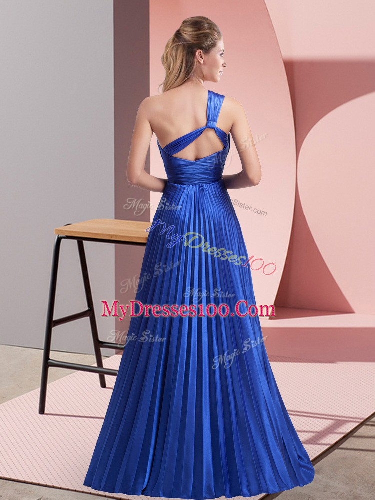 Best Royal Blue Sleeveless Chiffon Backless Evening Dress for Prom and Party and Military Ball