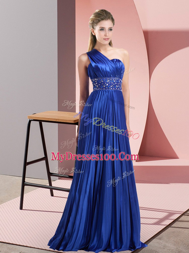 Best Royal Blue Sleeveless Chiffon Backless Evening Dress for Prom and Party and Military Ball
