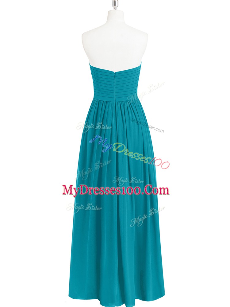 Glittering Chiffon Sleeveless Floor Length Homecoming Dress and Ruching