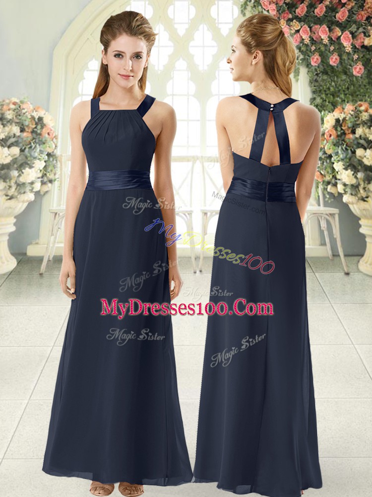 Floor Length Black Evening Dress Square Sleeveless Zipper