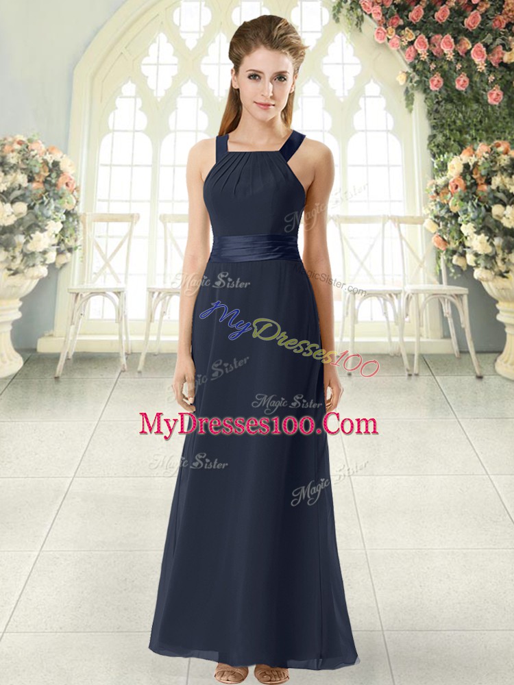 Floor Length Black Evening Dress Square Sleeveless Zipper