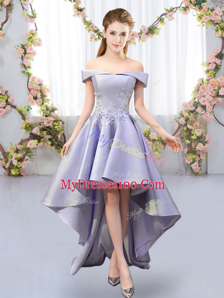 Exquisite Lavender Sleeveless Appliques High Low Dama Dress for Quinceanera