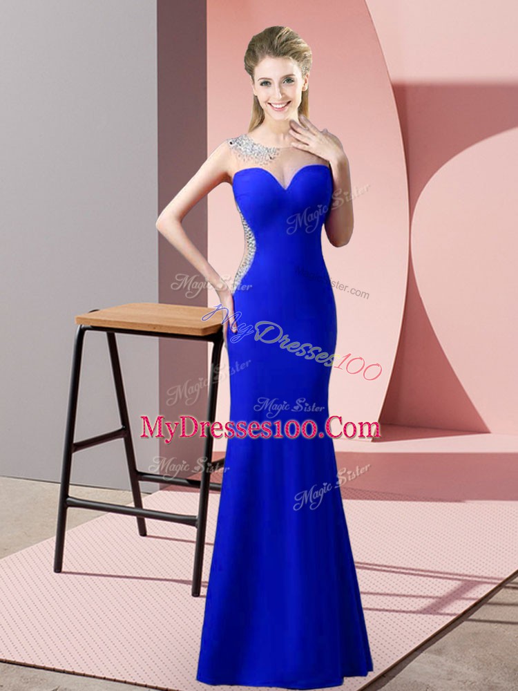 Fitting Satin Sleeveless Floor Length Evening Dresses and Beading and Pick Ups