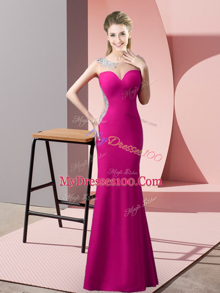 Fuchsia Sweetheart Neckline Beading Homecoming Dress Sleeveless Zipper