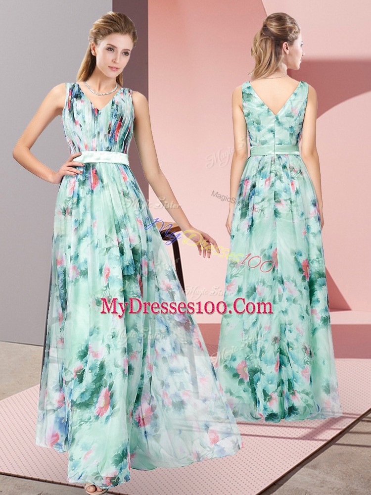 Excellent Multi-color V-neck Zipper Pattern Homecoming Dress Sleeveless