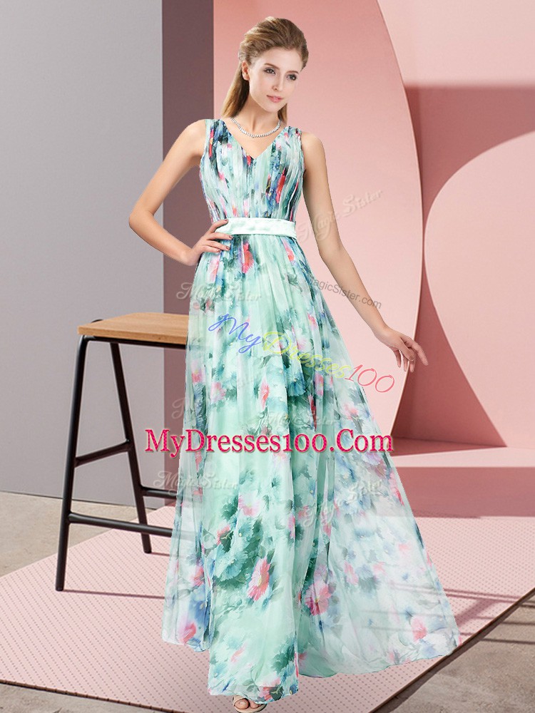 Excellent Multi-color V-neck Zipper Pattern Homecoming Dress Sleeveless