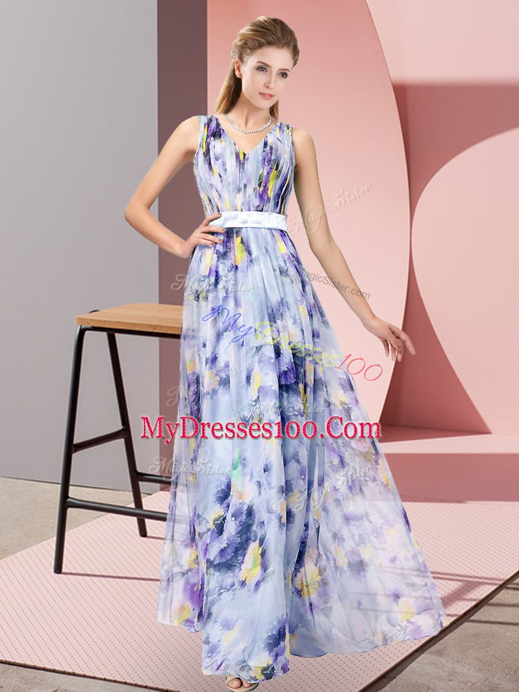 Clearance Printed Sleeveless Floor Length Prom Dress and Pattern