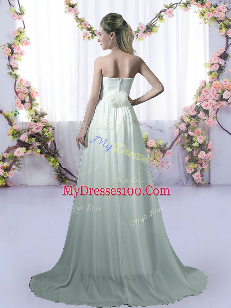 Elegant Bridesmaid Gown Apple Green for Prom and Party and Wedding Party with Beading Brush Train