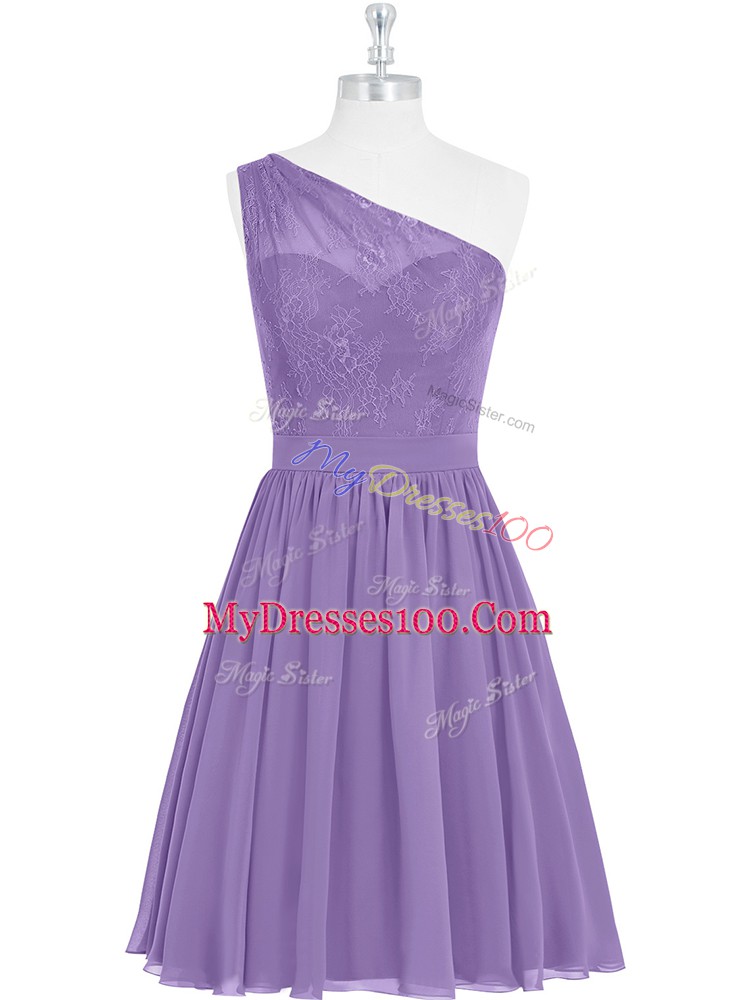 Best One Shoulder Sleeveless Side Zipper Lace in Lavender