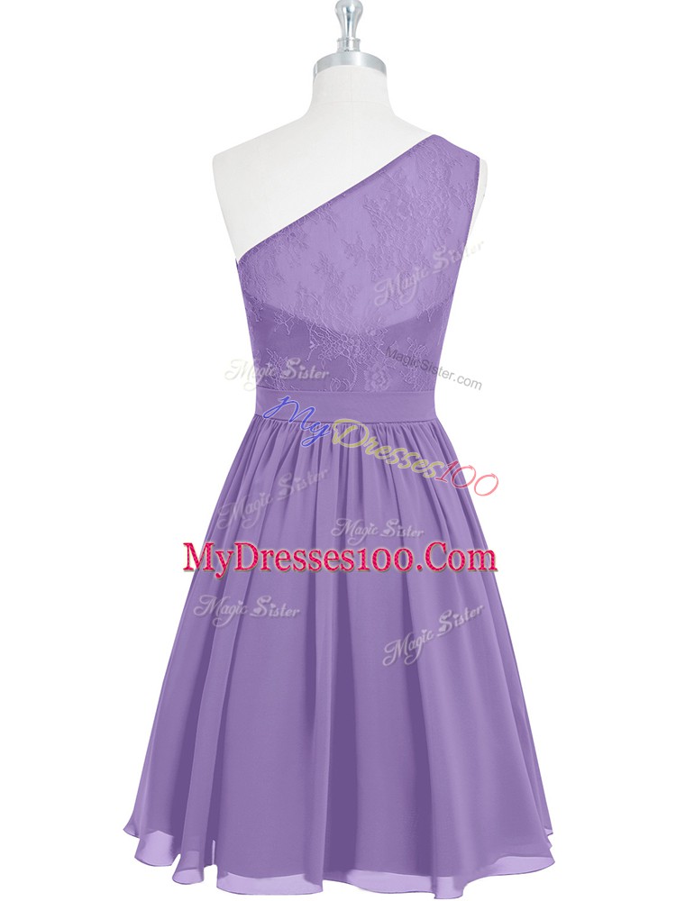 Best One Shoulder Sleeveless Side Zipper Lace in Lavender