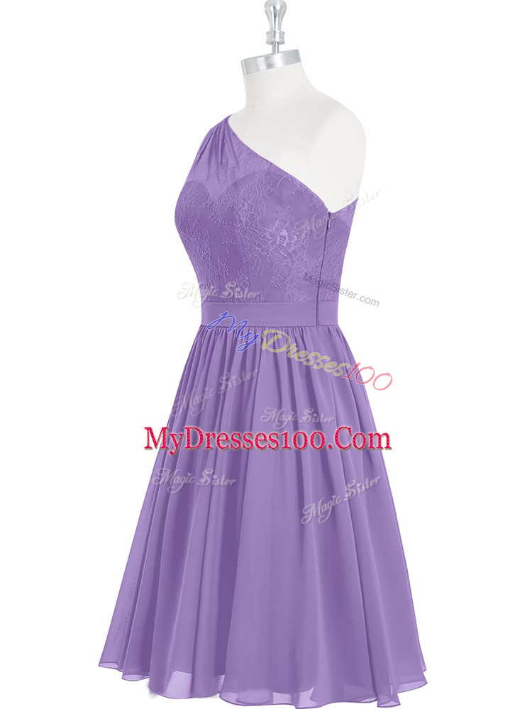 Best One Shoulder Sleeveless Side Zipper Lace in Lavender