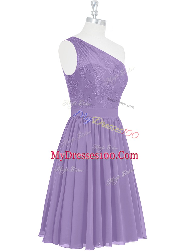 Best One Shoulder Sleeveless Side Zipper Lace in Lavender