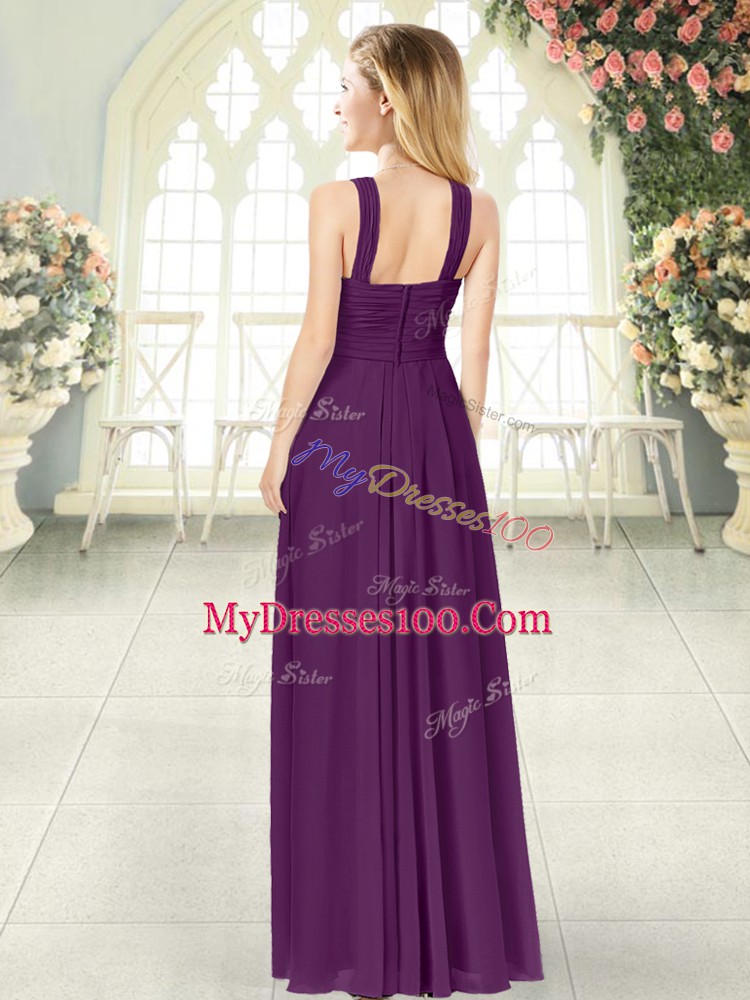 Sweet Sleeveless Floor Length Ruching Zipper with Green