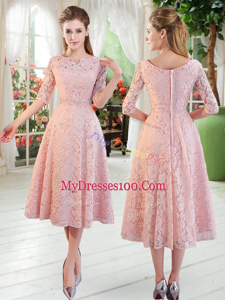 Admirable Half Sleeves Beading Zipper Homecoming Dress