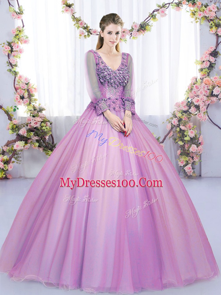 Glorious Long Sleeves Lace and Appliques Lace Up 15th Birthday Dress