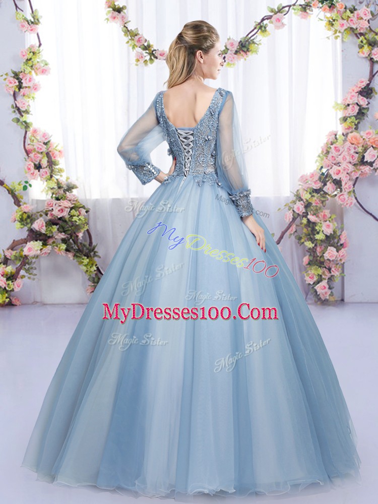 Glorious Long Sleeves Lace and Appliques Lace Up 15th Birthday Dress