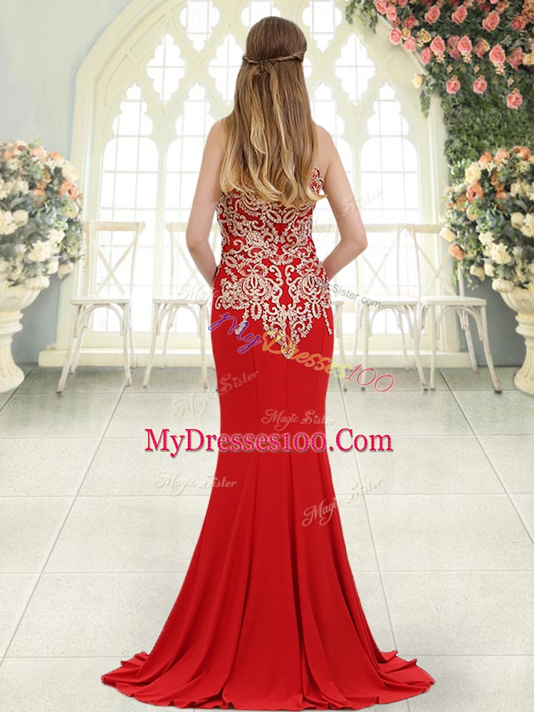 Discount Red Sleeveless Beading and Lace Zipper Juniors Evening Dress