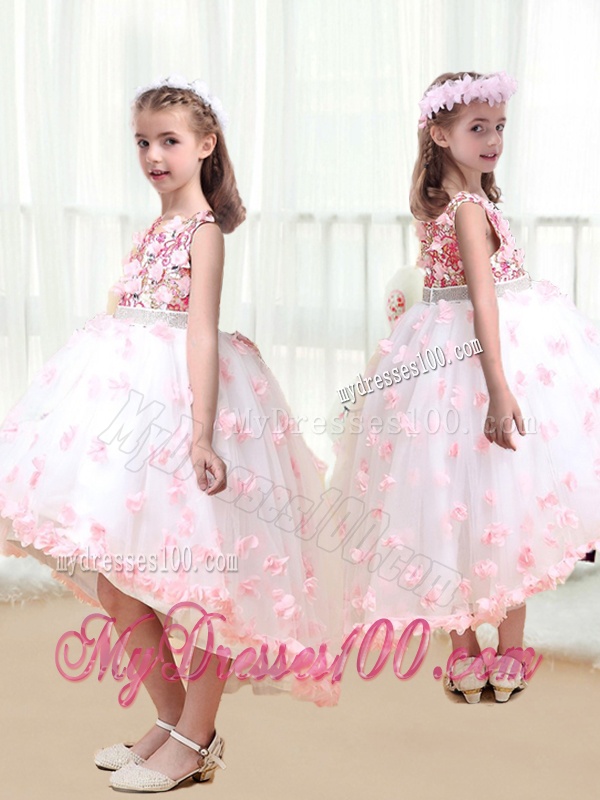 2016 New Arrivals High Low Flower Girl Dresses with Appliques