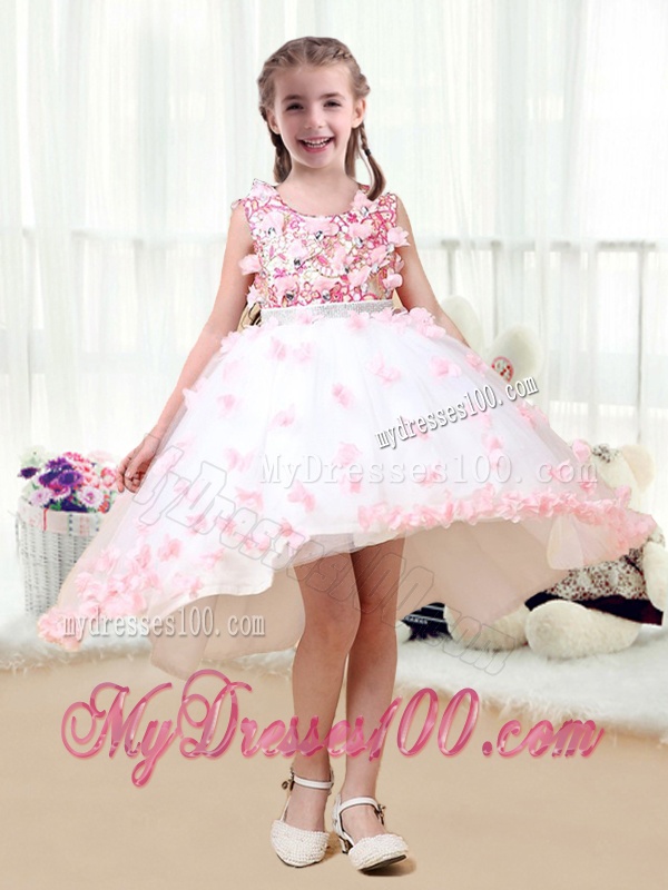 2016 New Arrivals High Low Flower Girl Dresses with Appliques