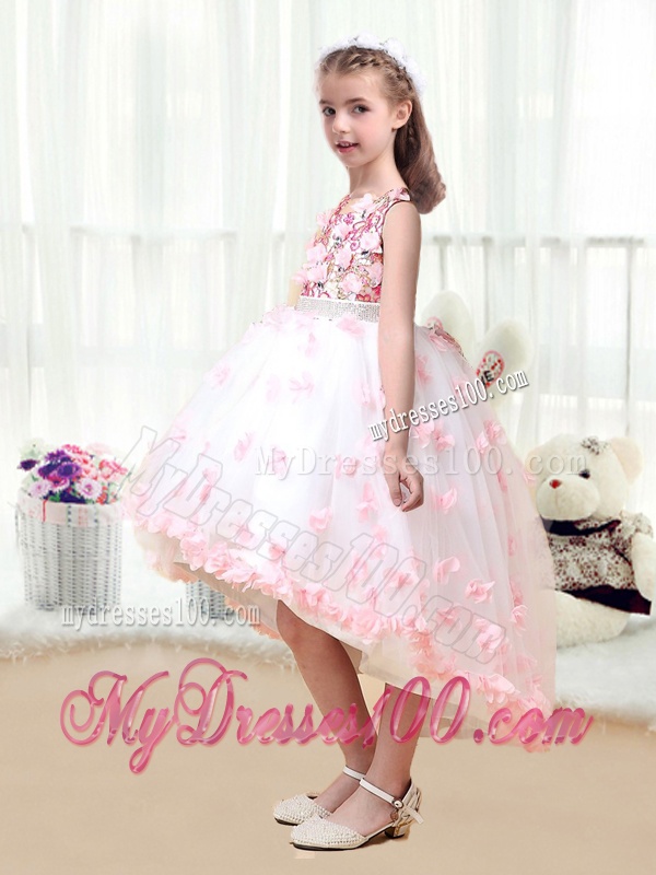 2016 New Arrivals High Low Flower Girl Dresses with Appliques