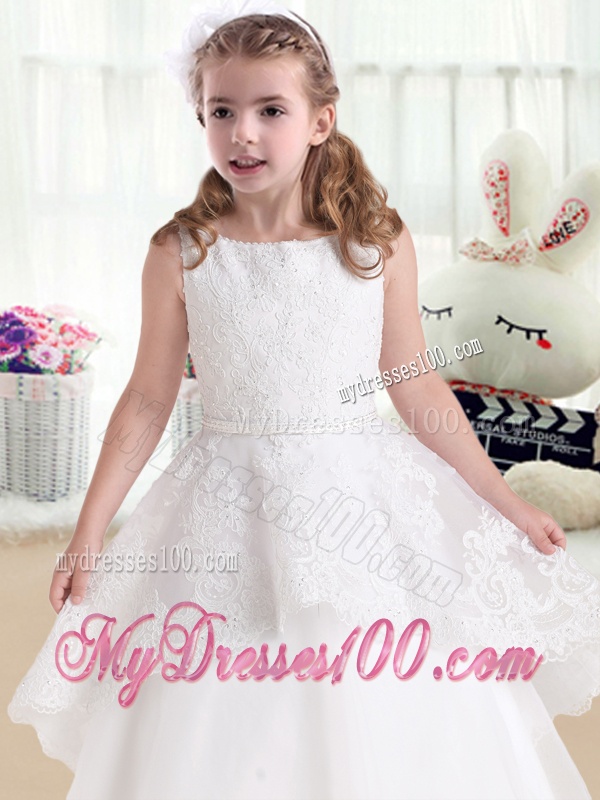 Hot Sale Bateau Flower Girl Dresses with Beading and Appliques