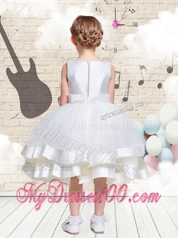 Lovely Scoop Knee Length Flower Girl Dresses with Beading