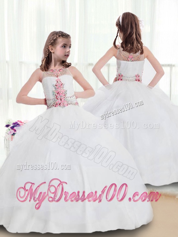 New Arrivals Bateau Beading Flower Girl Dresses in White