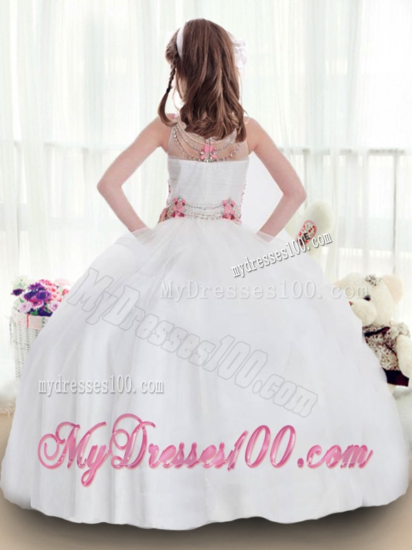 New Arrivals Bateau Beading Flower Girl Dresses in White