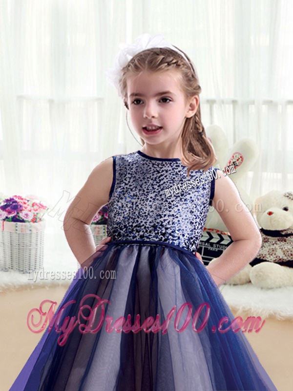 Sweet Scoop Ruching Tea Length Flower Girl Dresses