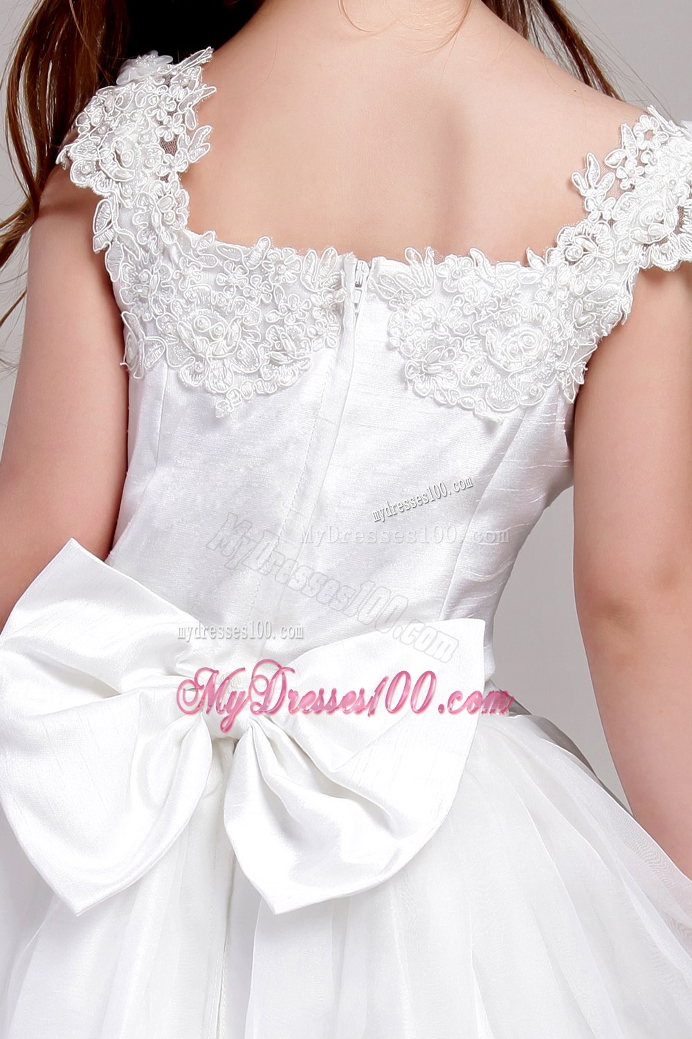 Beautiful Straps Ankle-length Taffeta and Organza Appliques Flower Girl Dress