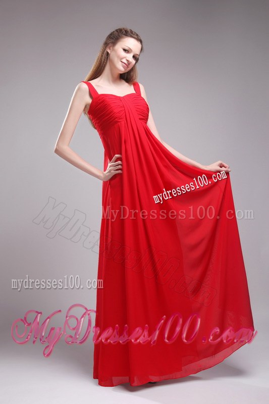 Red Sweetheart Straps Ruching Princess Dresses For Bridesmaid