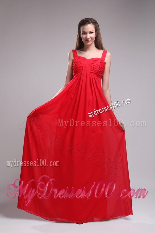 Red Sweetheart Straps Ruching Princess Dresses For Bridesmaid