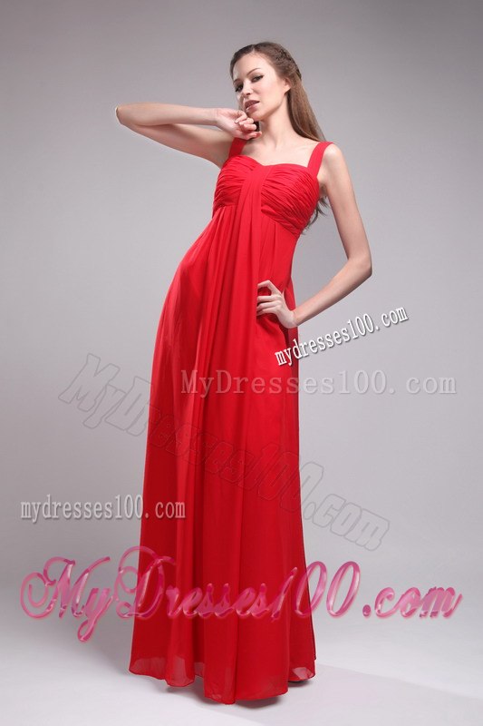 Red Sweetheart Straps Ruching Princess Dresses For Bridesmaid