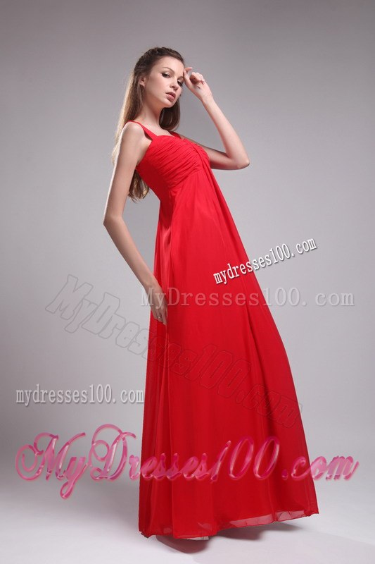 Red Sweetheart Straps Ruching Princess Dresses For Bridesmaid