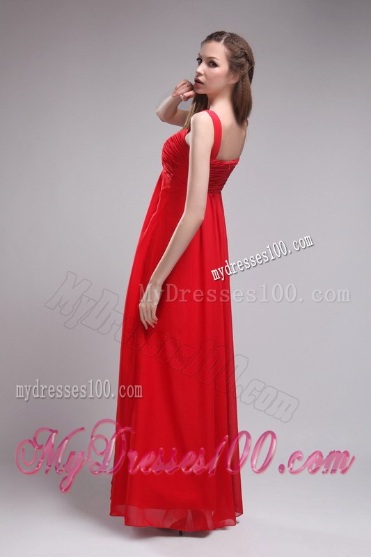 Red Sweetheart Straps Ruching Princess Dresses For Bridesmaid